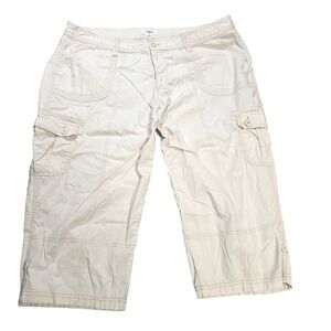 Cato Woman Cargo Capri Pants Women's Size 20W Khaki Tan Cropped Stretch Cotton